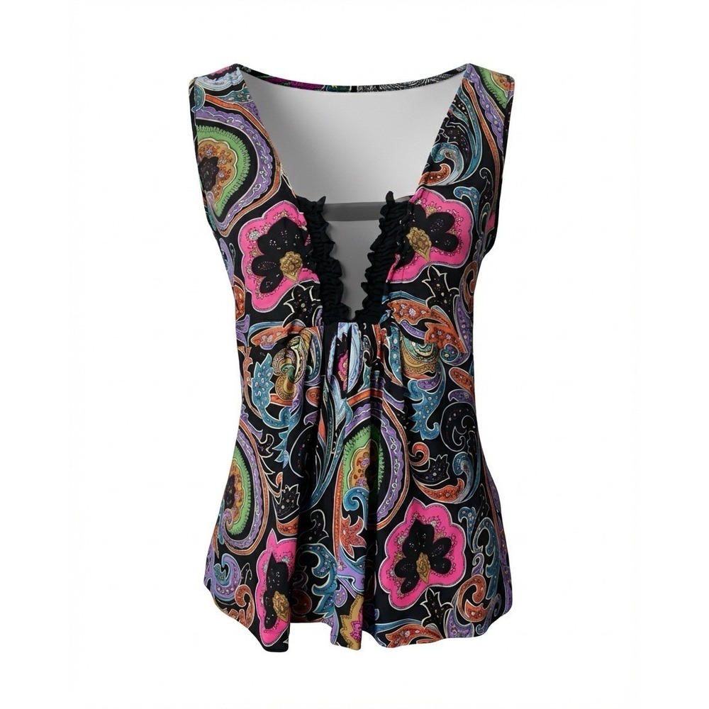 ETRO Women's Multicolor Boho Floral Paisley Sleeveless Tank Blouse‎ SZ EU 40 M/L